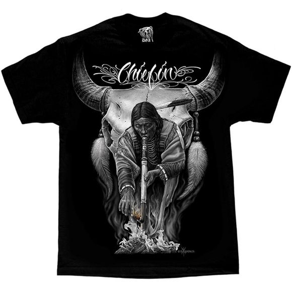 Cherokee Other - David Gonzales Men's Chiefin Native American Indian DGA Art T Shirt- size L